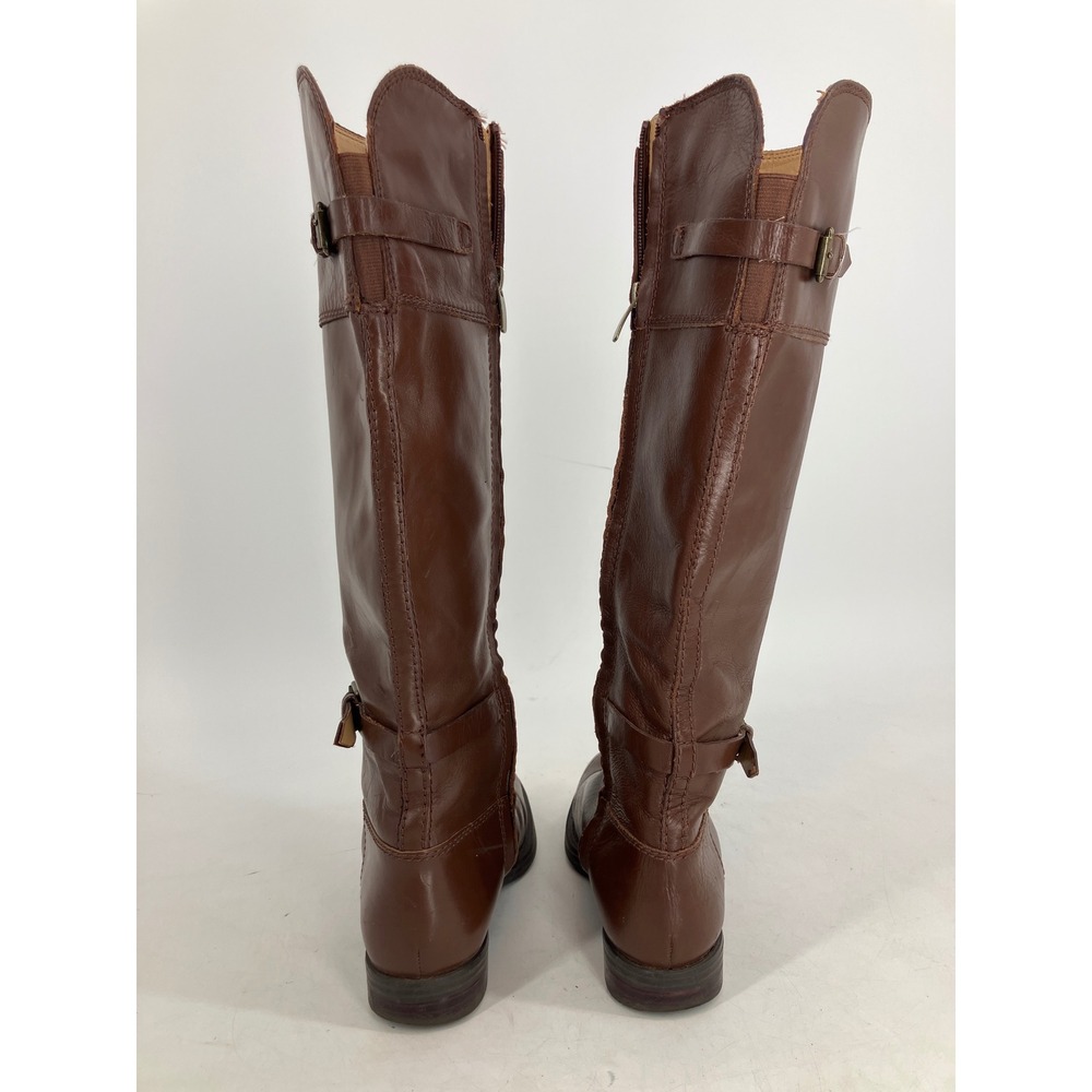 Enzo Angiolini Riding Boots Women 8M Brown Leather Buckle Tall Zip - Picture 3 of 9